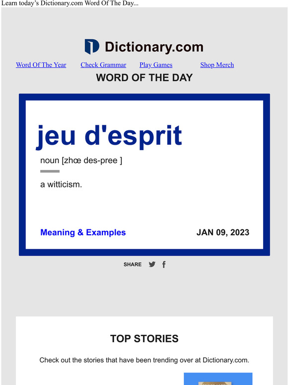 jeu d'esprit Word of the Day Milled
