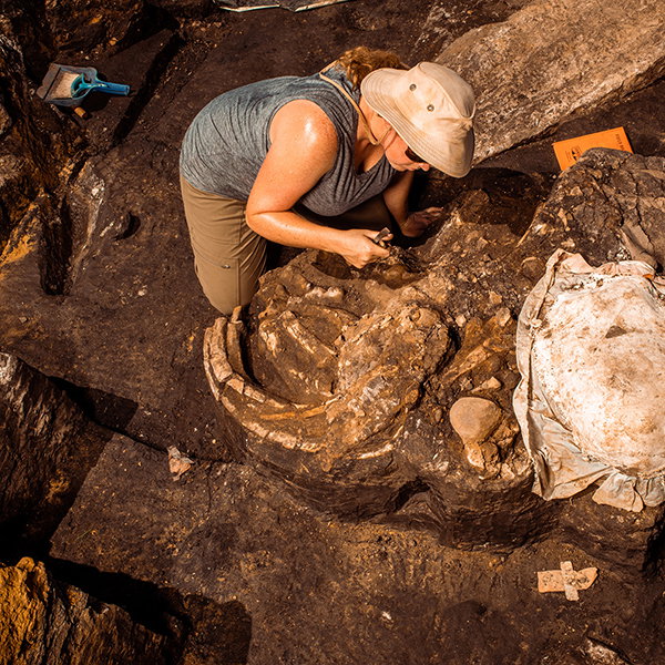 Laura Emmert working at the archeological site