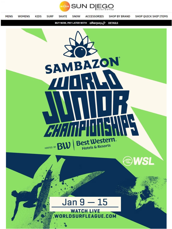 Sun Diego Live and Local WSL's World Junior Championship