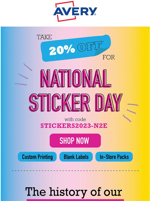 Avery 20 Off ☮️ National Sticker Day Milled