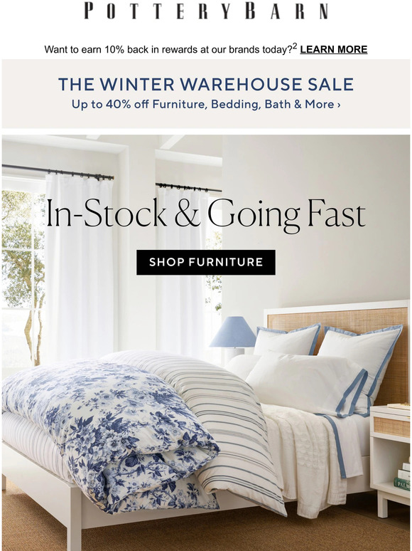 Pottery Barn Instock for the new year. Milled