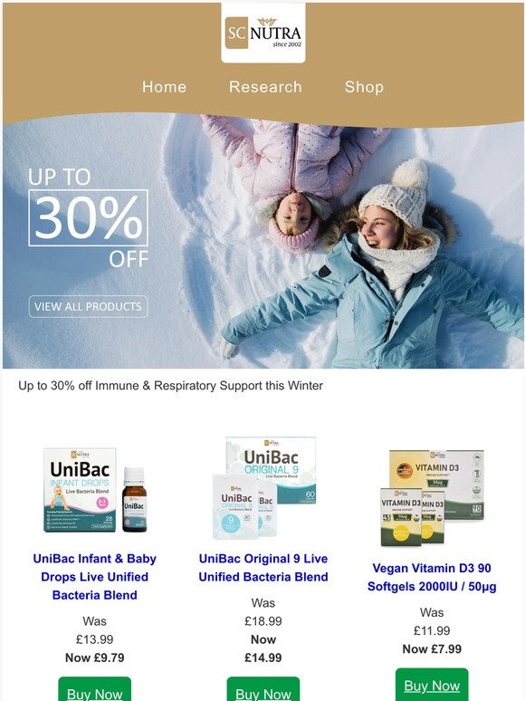 Up to 30% off Immune & Respiratory Support this Winter