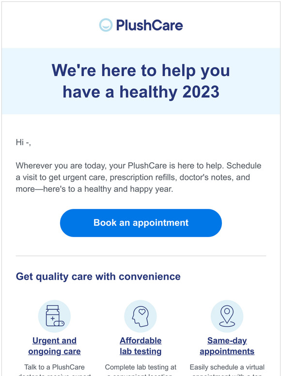 PlushCare We're here to help you have a healthy 2023 Milled