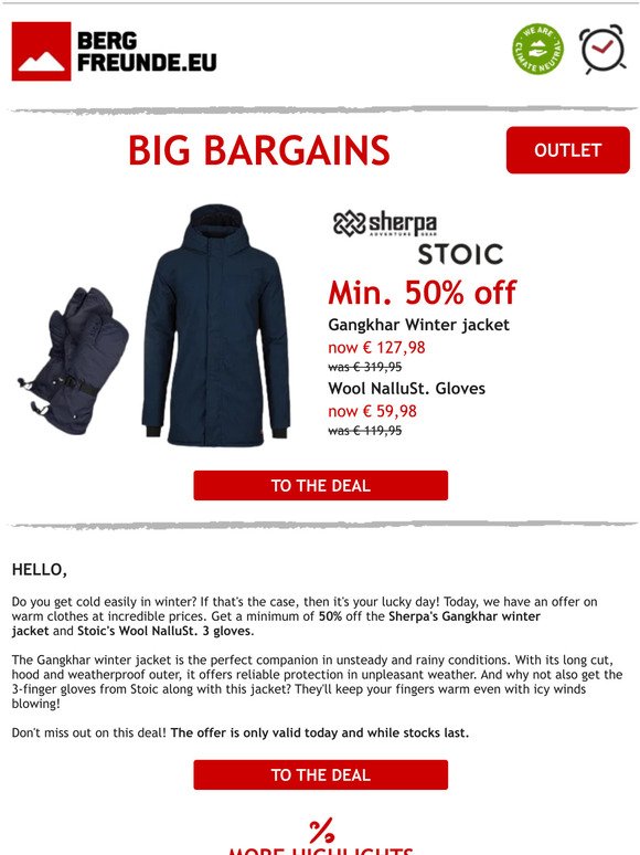 ❄️ Today only: min. 50% off a Sherpa winter jacket & Stoic gloves