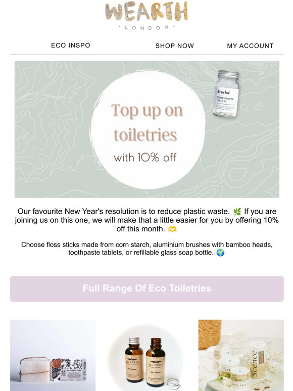 Top up on toiletries with 10% off 🧼