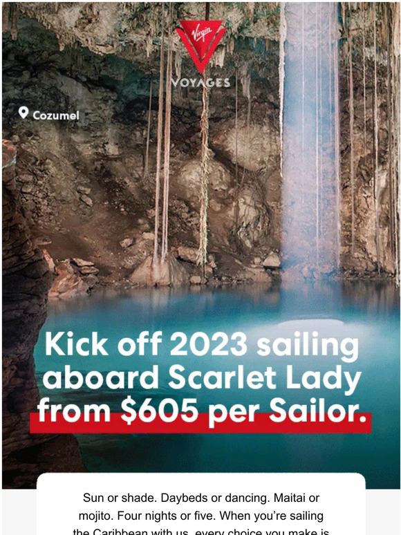 Virgin Voyages Caribbean sailings from 605 per Sailor. Milled