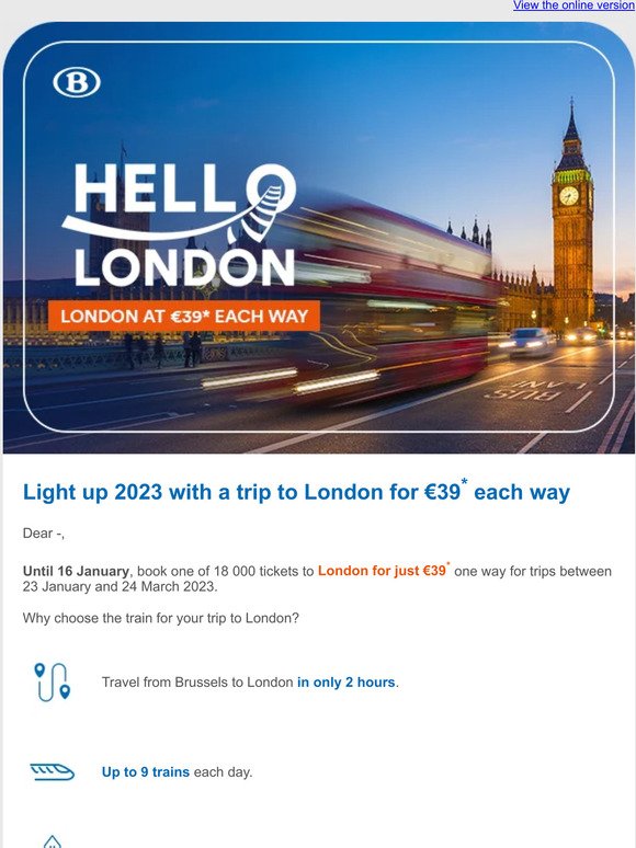 OFFER: London for € 39 each way