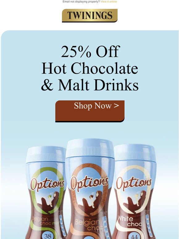 25% Off Options Belgian Hot Chocolate