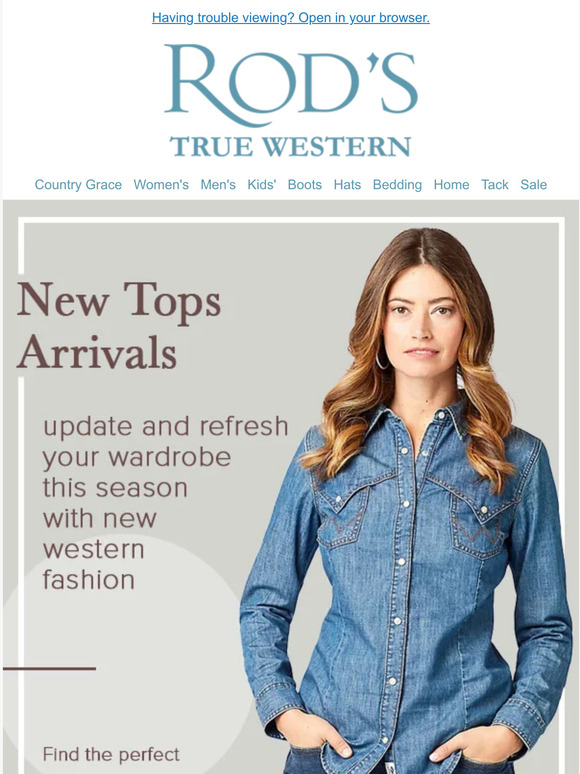 Rod's Western Palace New western fashion tops have arrived! Milled
