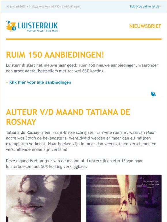 Tatiana de Rosnay is auteur van de maand: 50% korting | Ruim 150 aanbiedingen bij Luisterrijk!