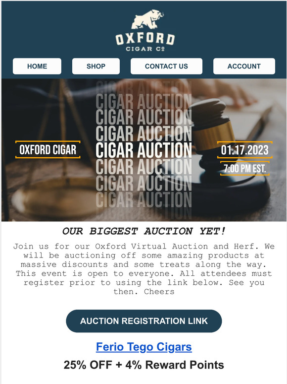 Oxford Cigar Company Mark Your Calendars for the Auction 🤩