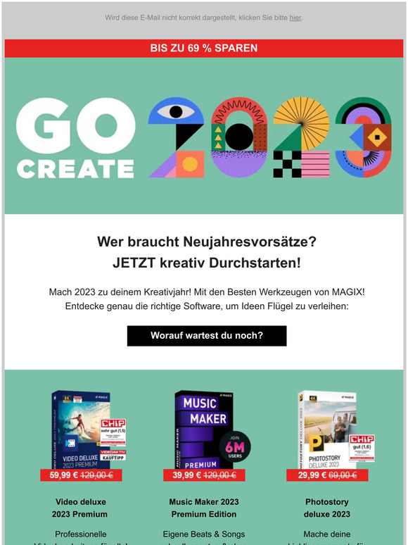 GO CREATE 2023: Mit neuen Angeboten bis zu 69 % sparen!