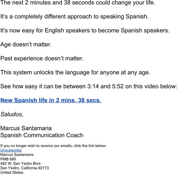 New Spanish life in 2 mins 38 secs