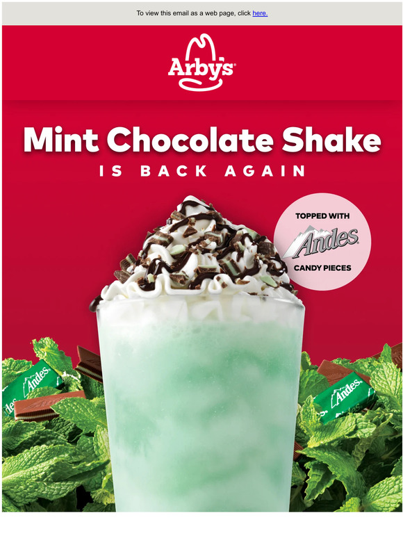 Arby's 📣 Mint Chocolate Shake has returned! Milled