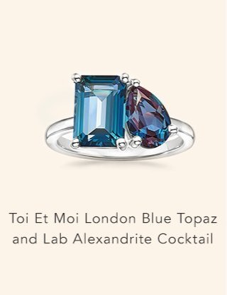 Toi Et Moi London Blue Topaz and Lab Alexandrite Cocktail Ring