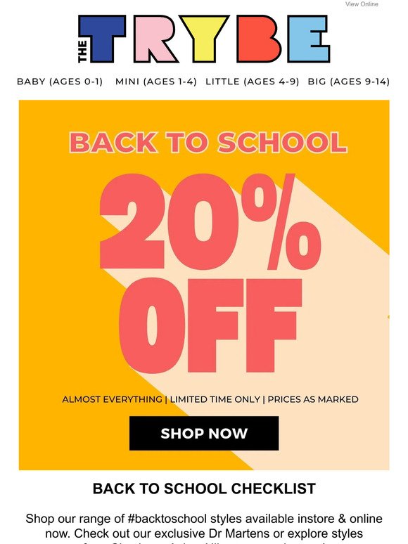 20% Off Selected School Styles 📚️