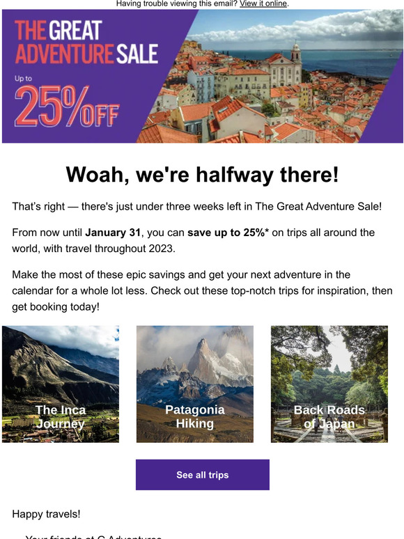 We're halfway through The Great Adventure Sale!