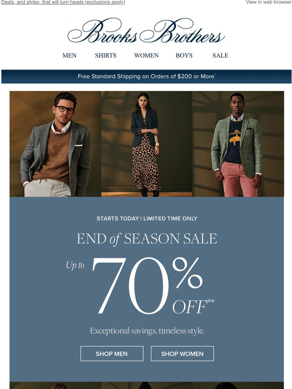 Brooks Brothers: End Of Season Sale! Up to 70% Off! | Milled