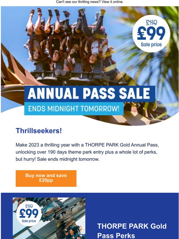 Annual pass sale ends tomorrow!