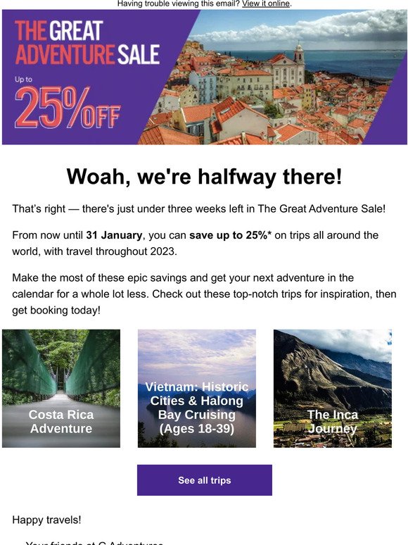 We're halfway through The Great Adventure Sale!