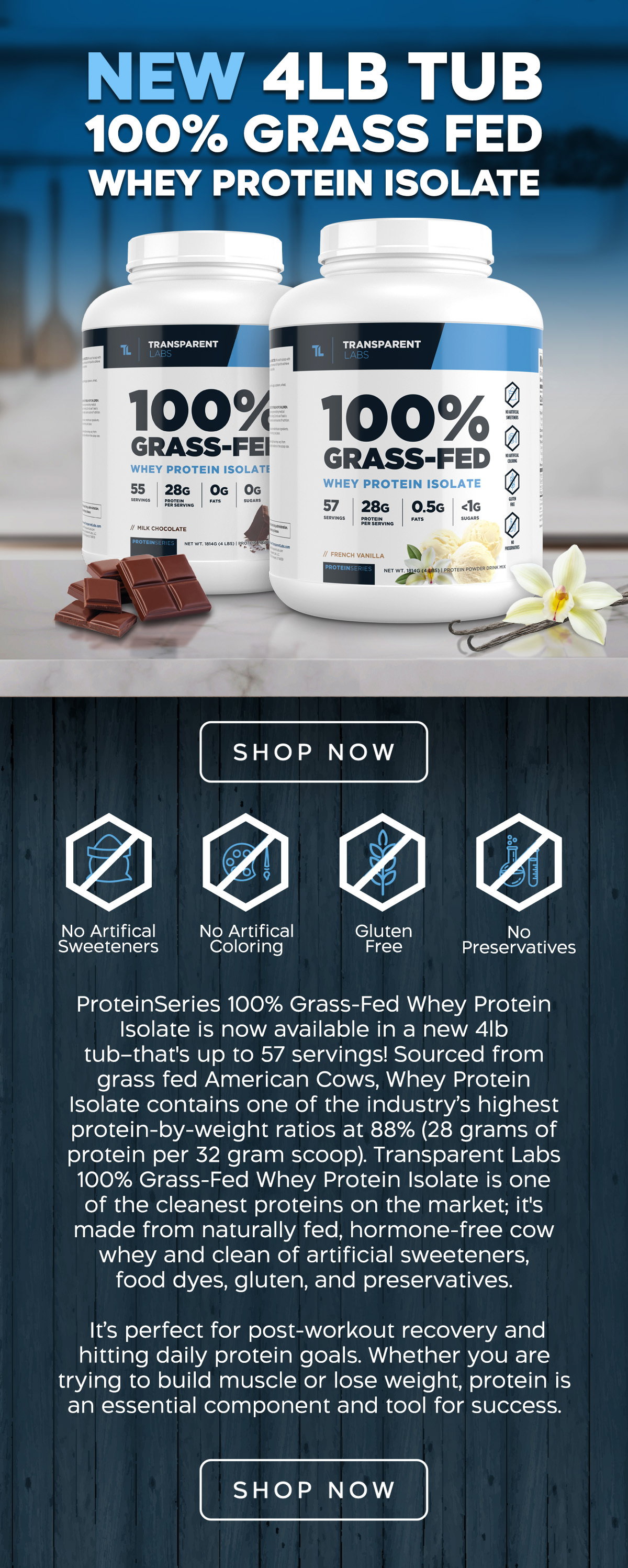 new 4lb tub of whey protein isolate