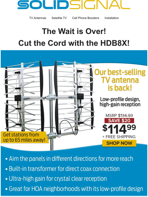 Solid Signal IT'S BACK! Shop Xtreme Signal's bestselling TV antenna