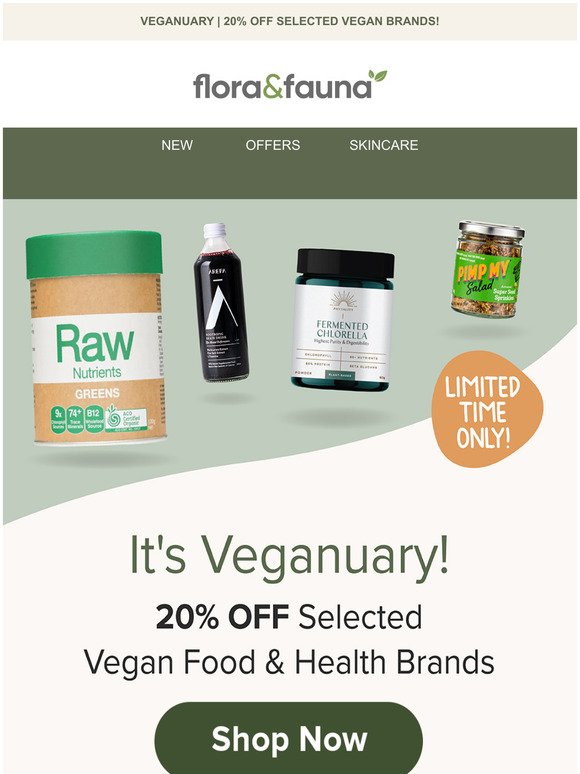 😋 VEGANUARY: 20% OFF These Brands!