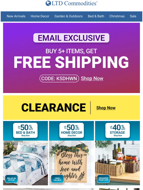 LTD Commodities LLC Email EXCLUSIVE! Buy 5+ Items, Get FREE Shipping