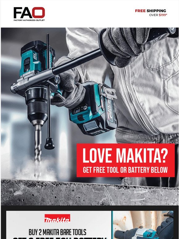 Factory Authorized Outlet: Get A FREE Makita Battery or Miter Saw Stand! Milled