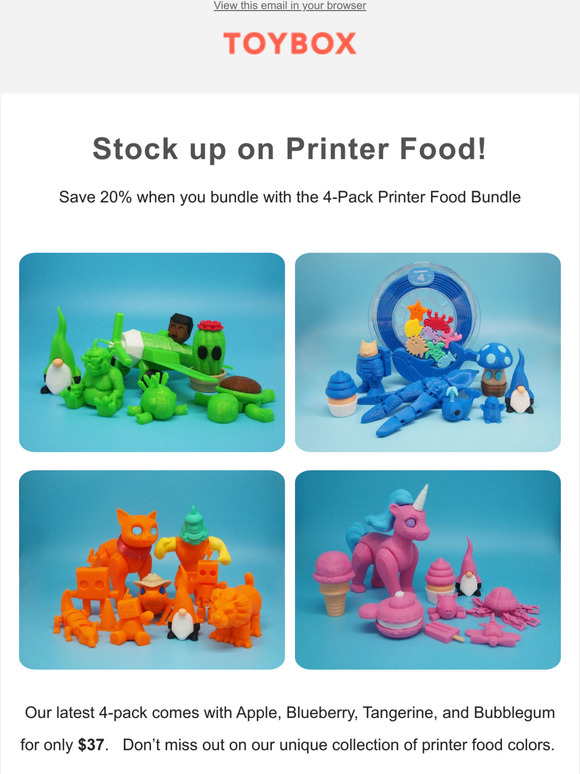 Toybox Store Color Your Creations with Toybox Printer Food 4Pack