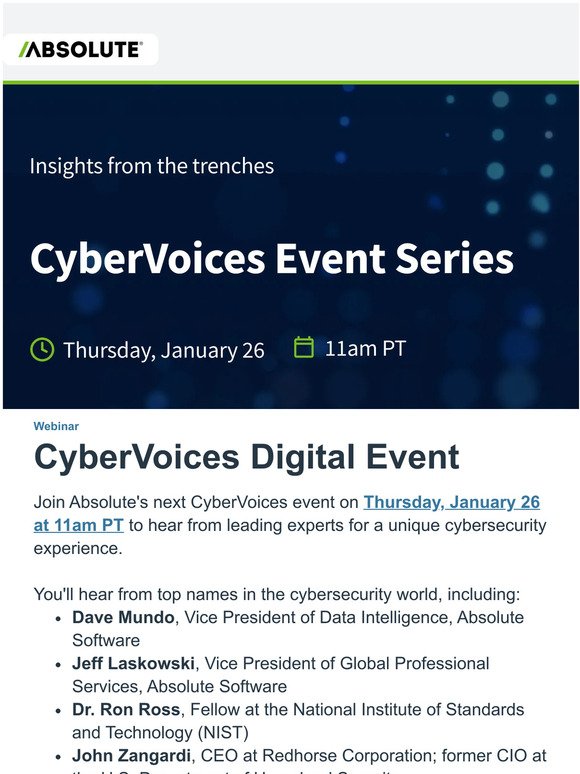 CyberVoices Webinar - The latest from cyber security legends
