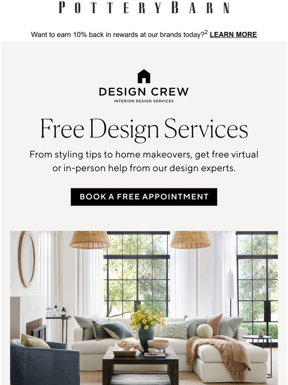 Pottery Barn FREE design help Get a 2023 makeover. Milled