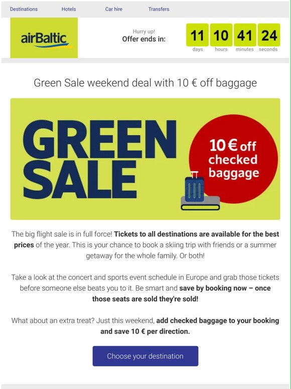 🙉Cheap flights and discount on baggage – only this weekend!