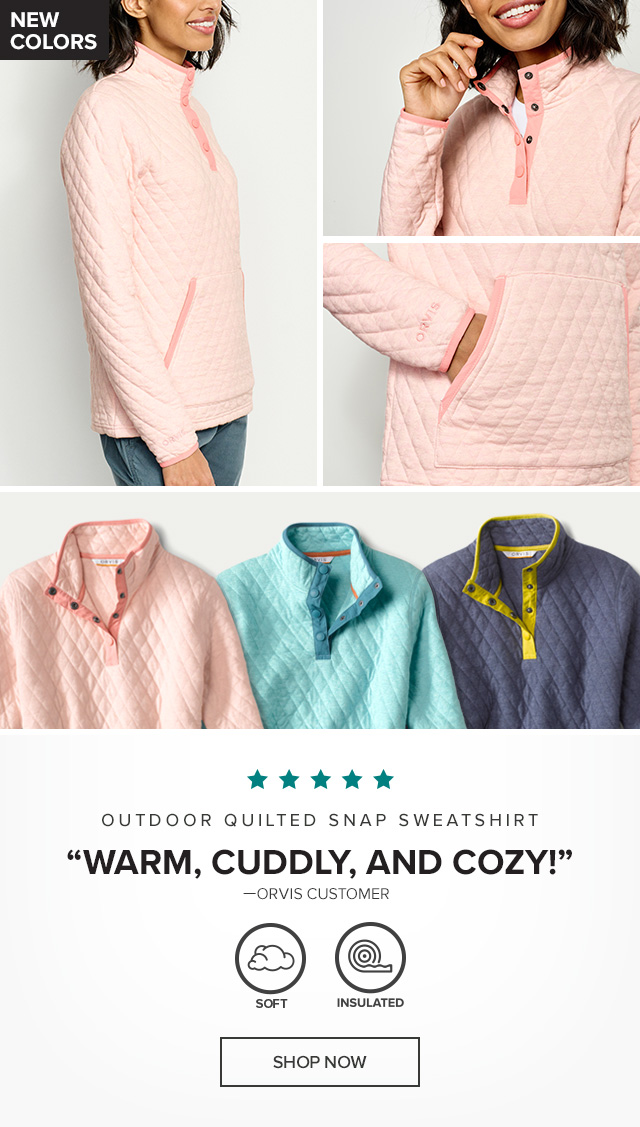 Orvis: New colors of our Outdoor Quilted Sweatshirt are here! | Milled