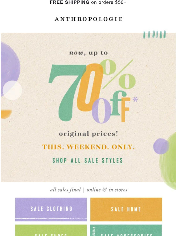 Anthropologie Email Newsletters: Shop Sales, Discounts, and Coupon Codes