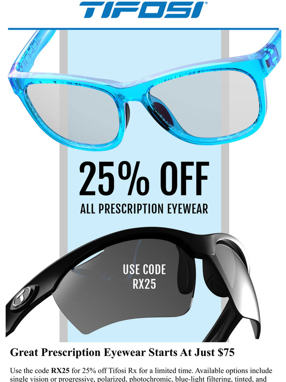 Take 25% off Prescription Eyewear with the code RX25