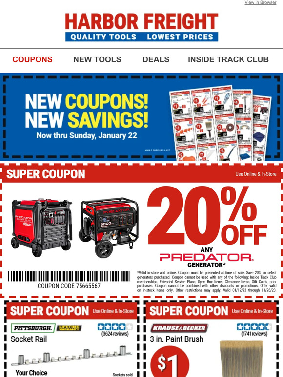 Harbor Freight Tools 20 Off Generators + HOT NEW DEALS to Break the Winter Chill Milled