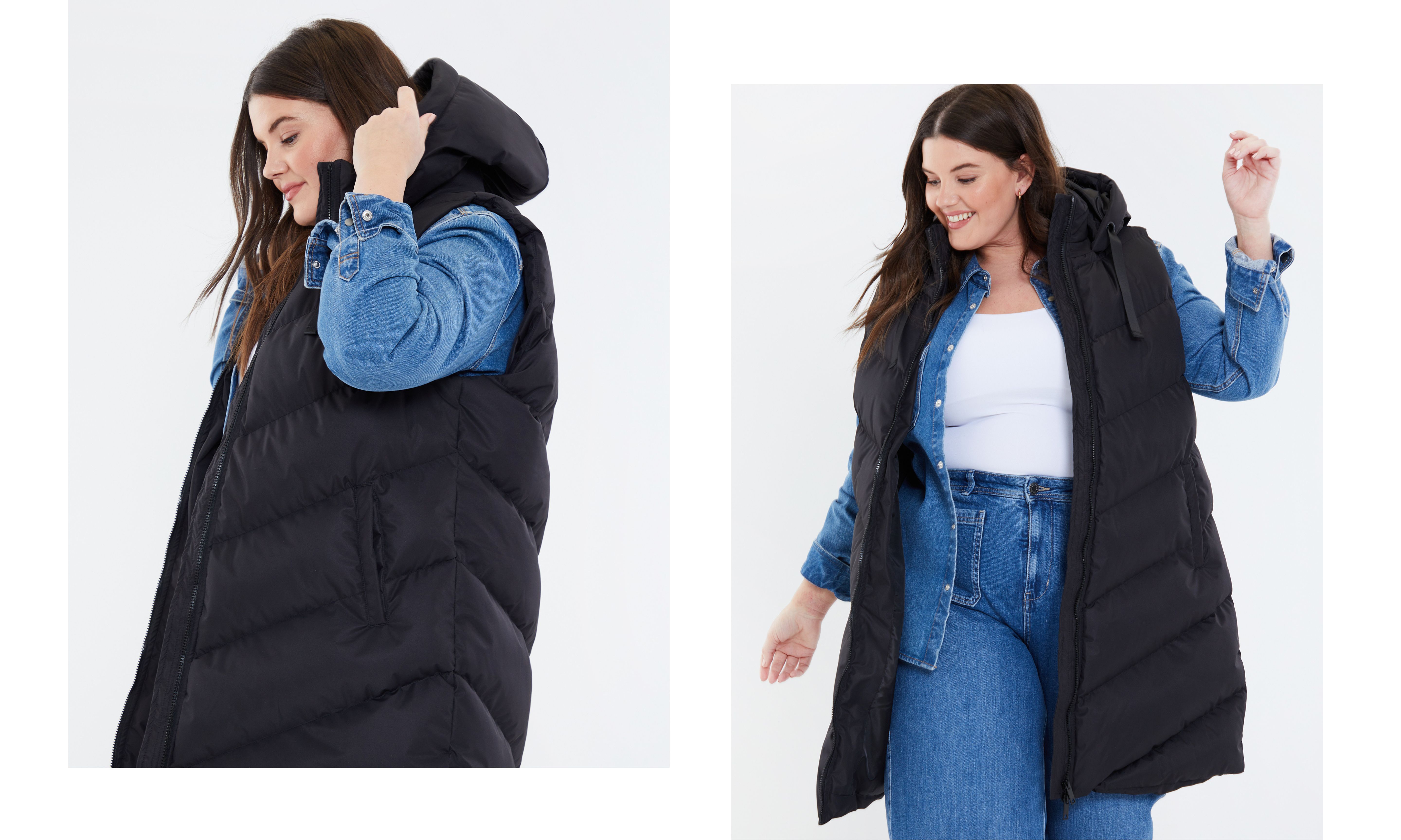 Threadbare Australia New In The longline padded gilet Milled