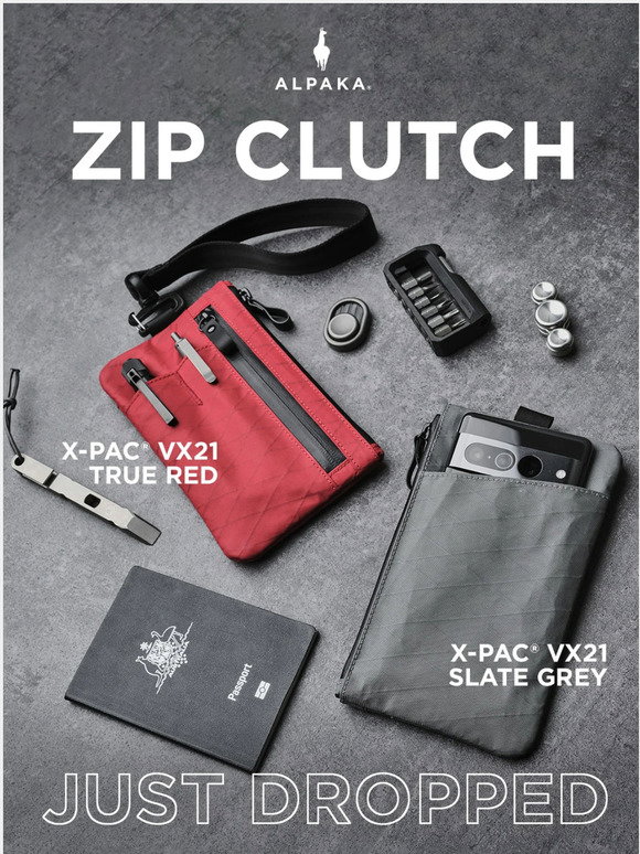 ZIP TOP CLUTCH WITH CHAIN SLAVE TO THE RHYTHM