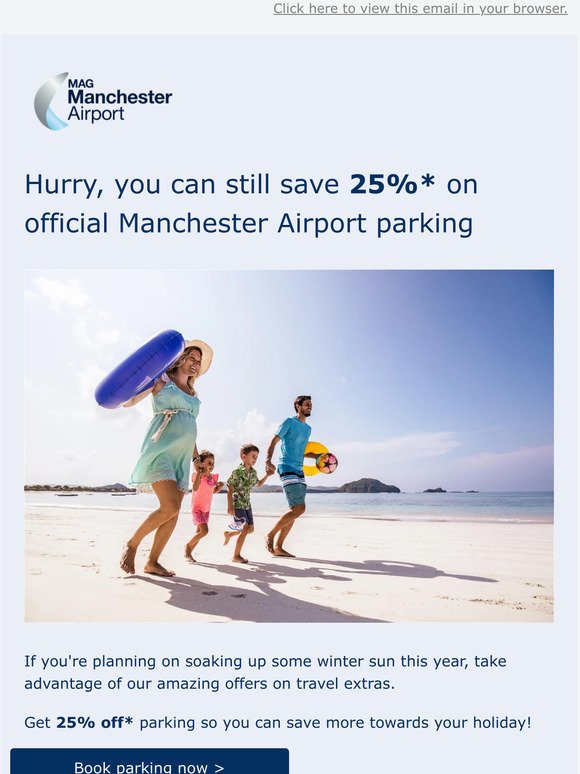 Final call for 25% off* parking