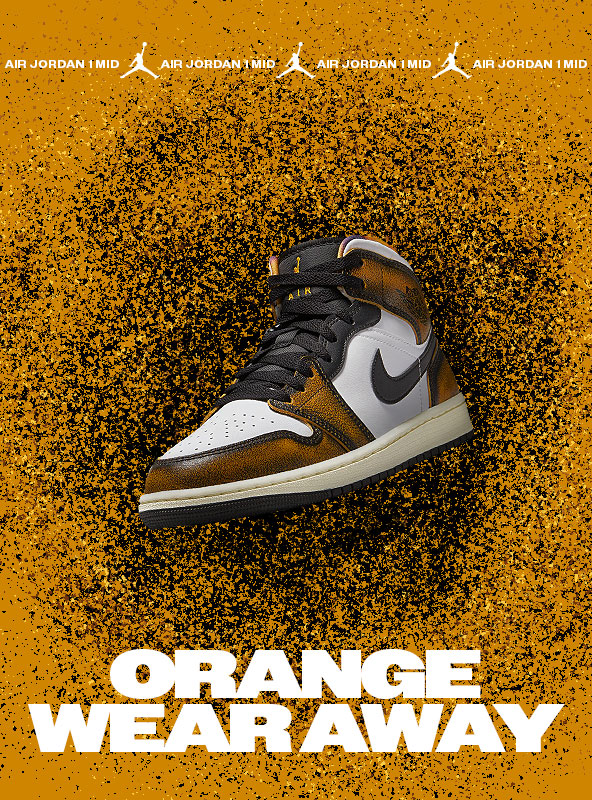 Shiekh Shoes Just Landed 🛬 Air Jordan 1 Mid 'Orange Wear Away' Milled