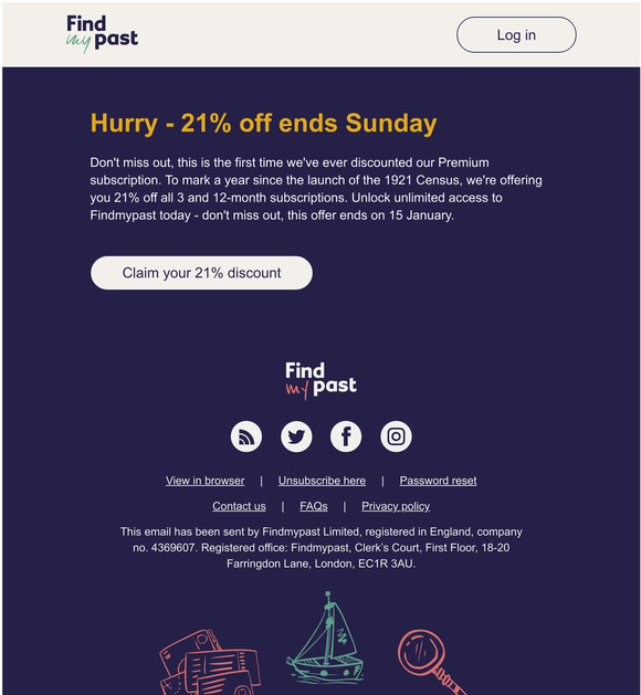 Don't miss out on 21% off, ends this Sunday