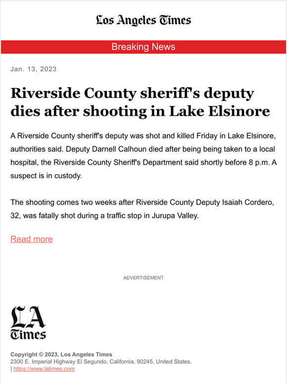 Los Angeles Times: Breaking News: Riverside County sheriff s deputy is