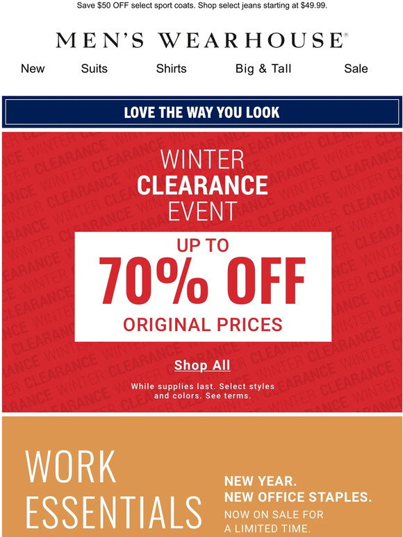 Men's Wearhouse Savings for every day of the week Milled