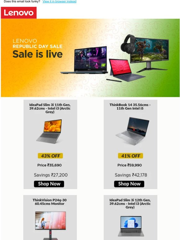 Republic Day sale Exclusive: up to 75% off on Lenovo products! Shop now !