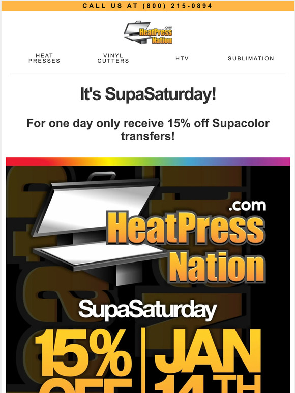 heat press nation It's SupaSaturday! Take 15 off CraftPro heat