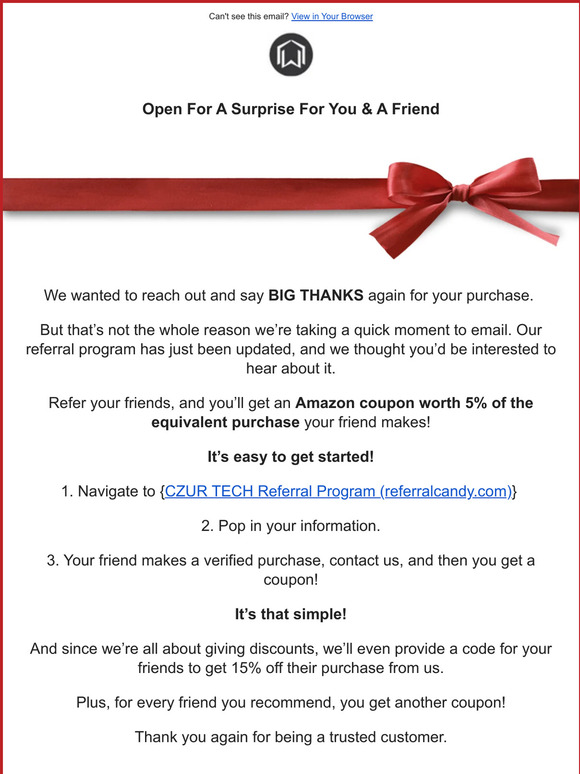 Only for CZUR Customers!  Amazon Voucher For Every Referal!