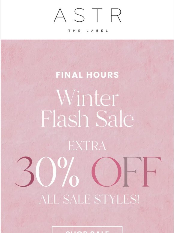 FINAL COUNTDOWN: Winter Flash Sale!