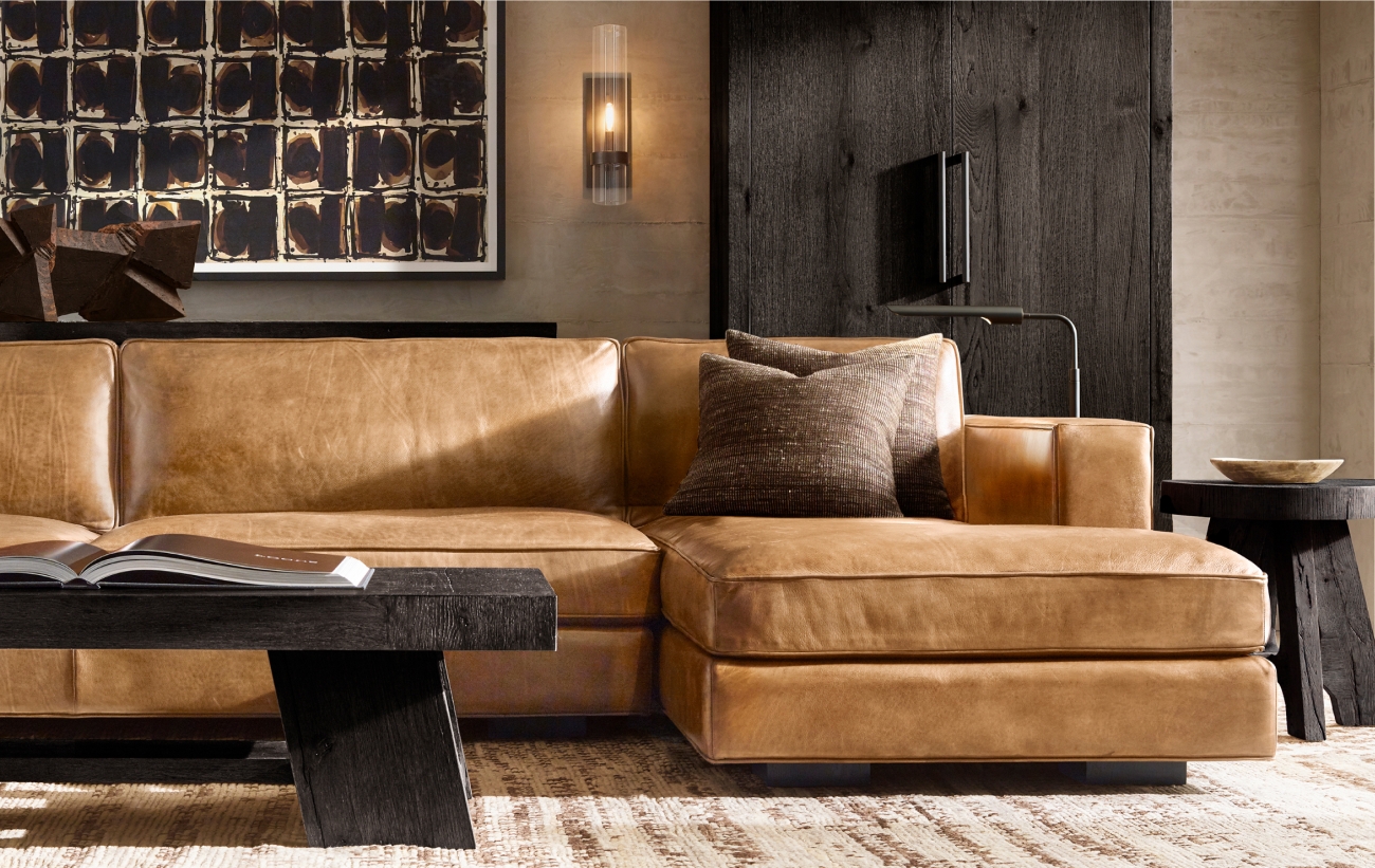 Restoration Hardware The Davos Collection. Bold Silhouettes in Rustic Aged Oak. Milled