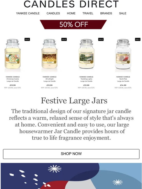 Festive Large Jars 50% OFF - Last Chance